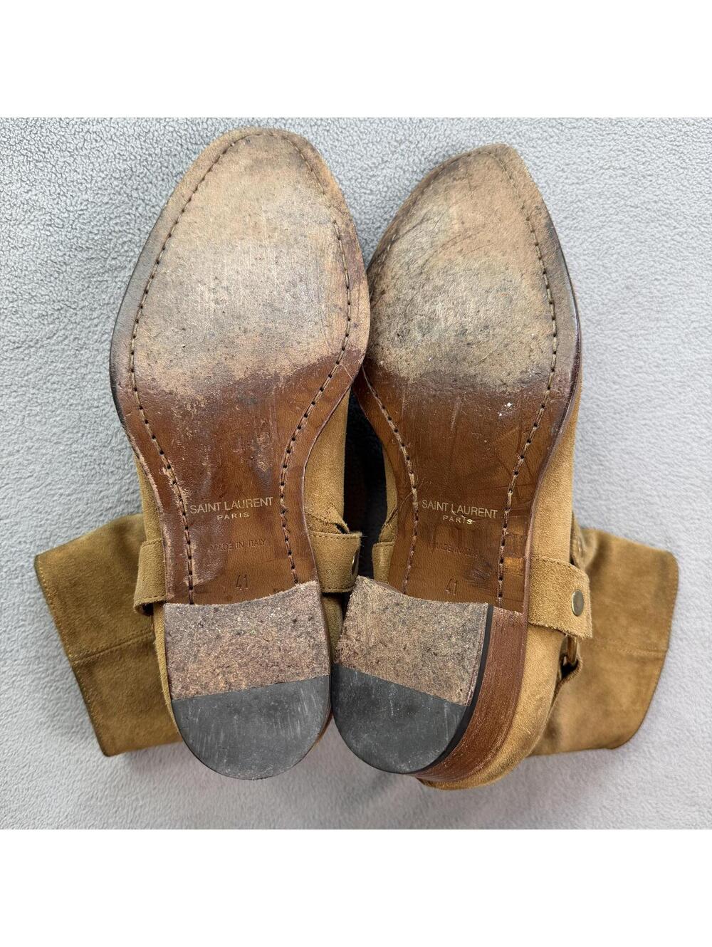 Saint Laurent Paris Wyatt Harness Suede Boots Brown Tan Italy Men's EU 41 US 8 - Picture 5 of 12